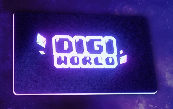 Digiworld logo on a glowing card